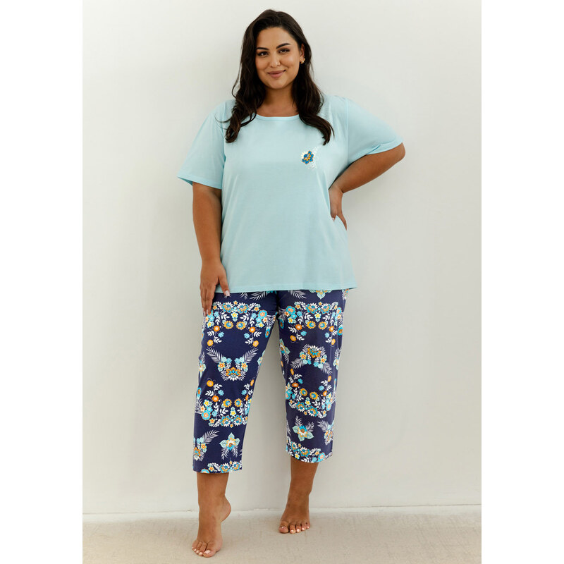 TARO Dámske pyžamo Kristen3366 ss51-tyrkysová 2XL 66679931