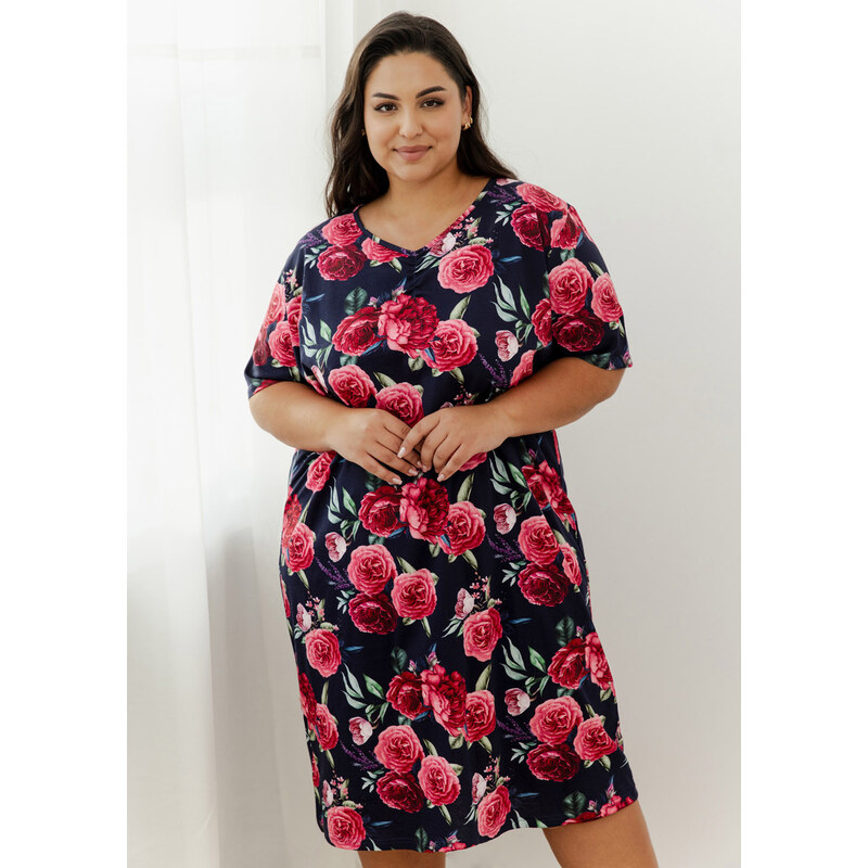 TARO Dámska nočná košeľa Claire3358 ss51-tm.modrá 2XL 66679933