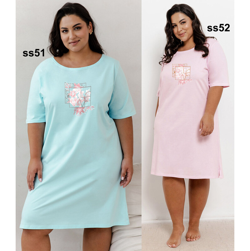 TARO Dámska nočná košeľa Isla3365 ss52-sv.ružová 5XL 66679936