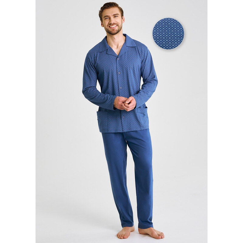 TARO Pánske pyžamo Derek3485 zz51-tm.modrá 5XL 66680540