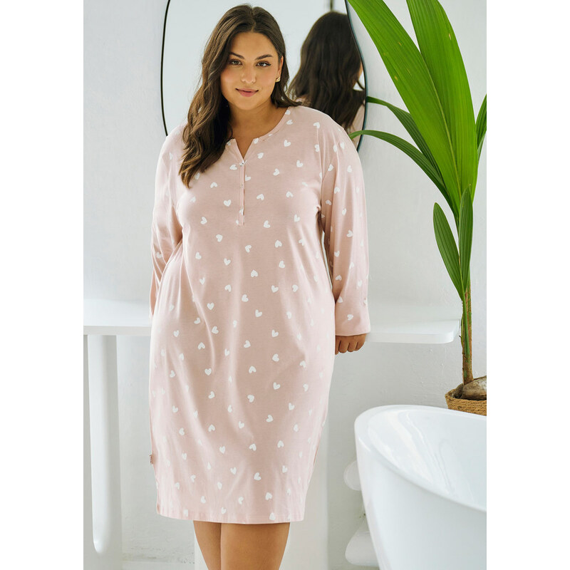 TARO Dámska nočná košeľa Nori3469 zz51-ružová 4XL 66680563