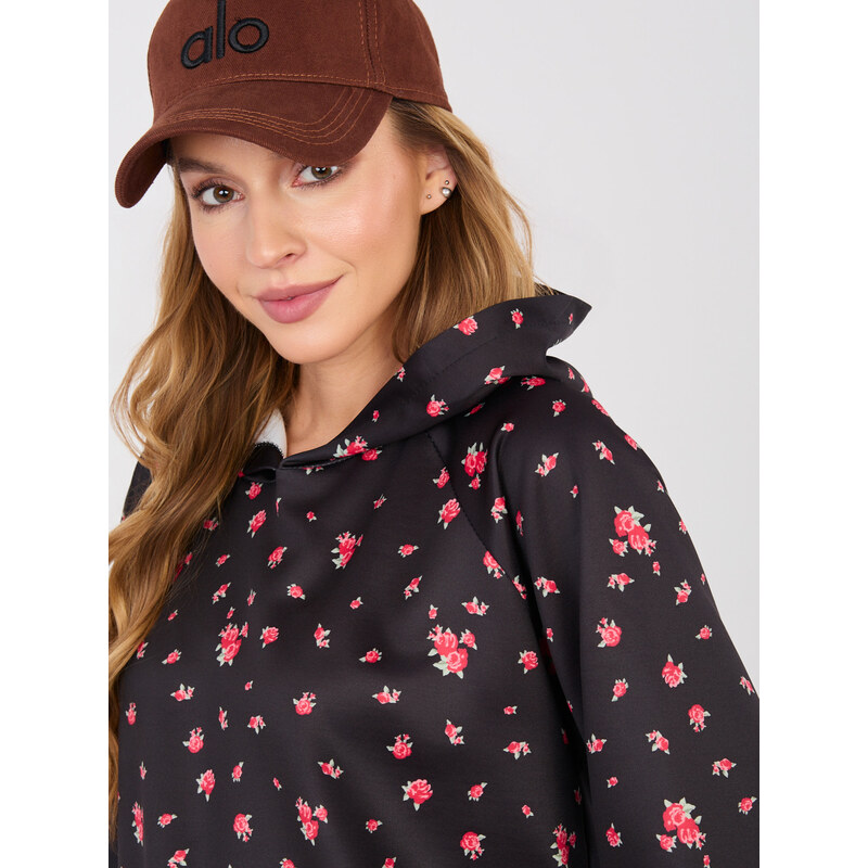 Italy Moda Čierna dámska oversize mikina s ružami 67834815