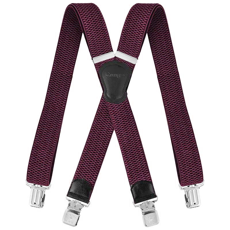 Traky na nohavice bordové šírka 4cm + 4 oceľové klipy 16956723