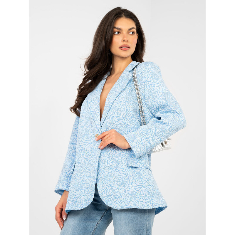 RUE PARIS Svetlomodrý žakárový blazer 67834169