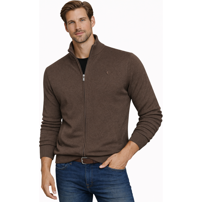 ORIGINAL REDWAY Pánsky rozopínací sveter - hnedý 67837968