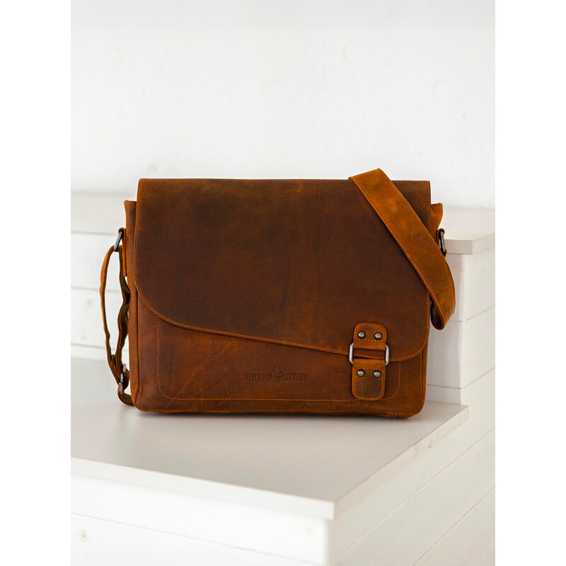 Pánska kožená taška cez rameno Greenwood Henryj - svetlo hnedá 58298133