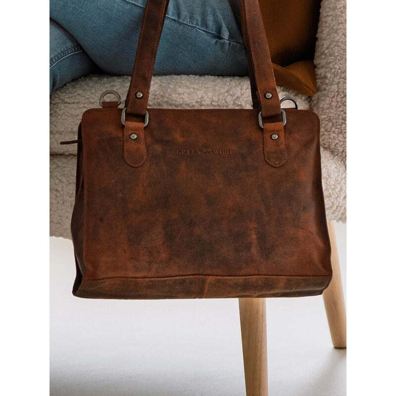 Dámska kožená kabelka Greenwood Roxana - hnedá 50459646