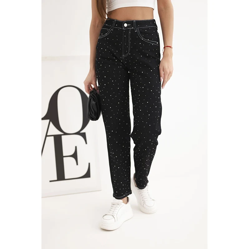 Kesi Włoski Dámske čierne rifle s vysokým pásom 67840037