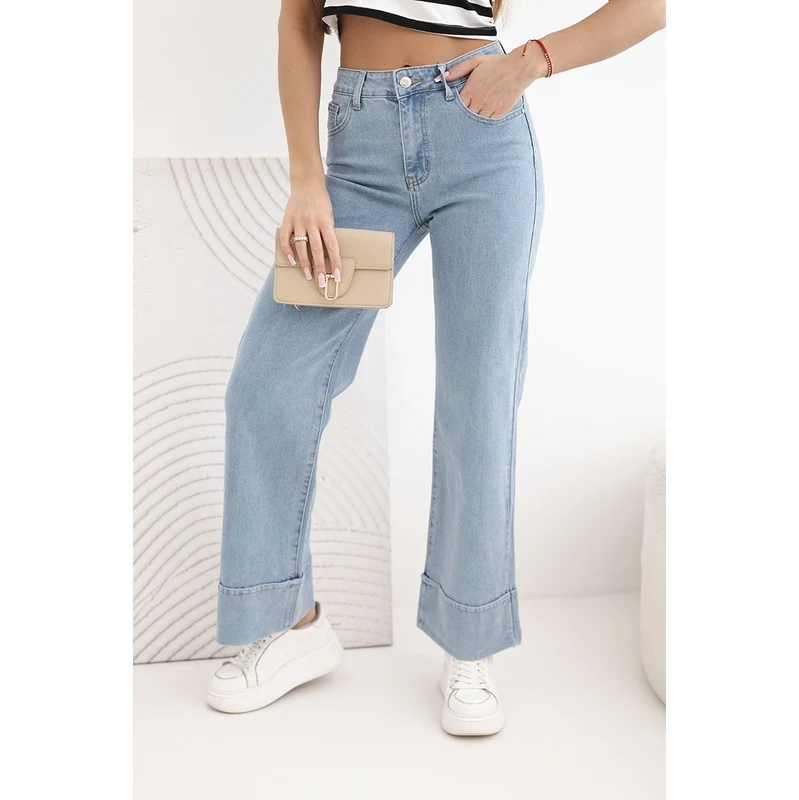 Kesi Włoski Dámske džínsy s širokými nohavicami a vysokým pásom 67840043