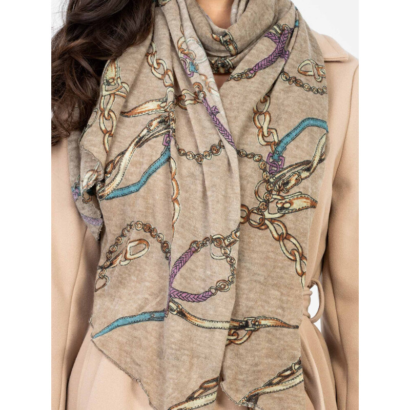 Factory Price Béžová šatka s potlačou 67840047