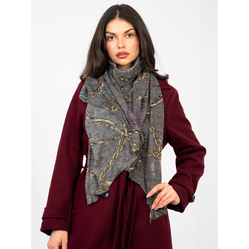 Factory Price Tmavošedá dámska šatka s potlačou 67840054