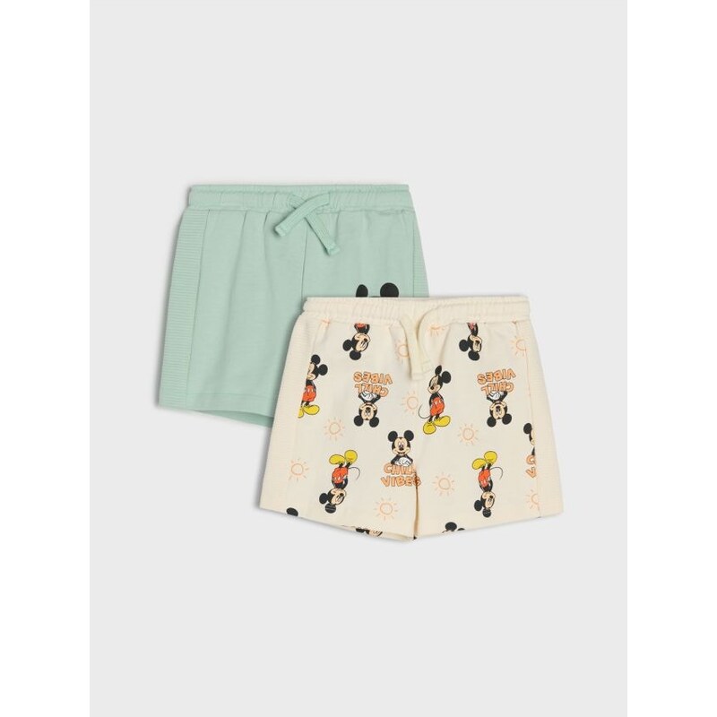Sinsay - Bavlnené šortky s potlačou, 2 balenie Mickey Mouse - mätová 67842569