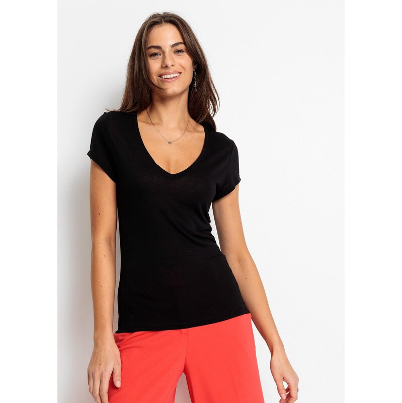 bonprix Tričko z mäkkej viskózy, farba čierna 44794245