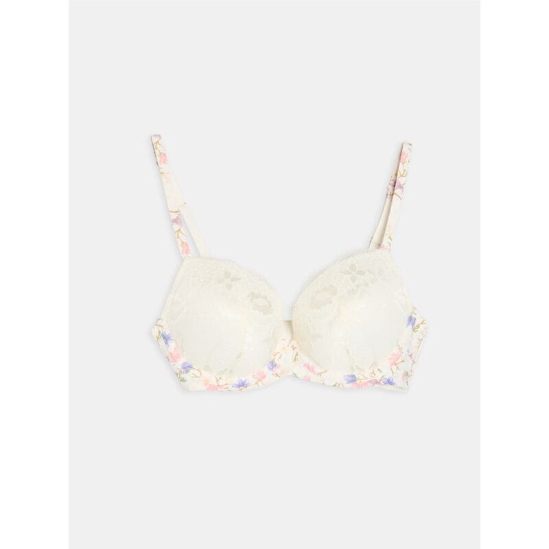 Sinsay - Push up podprsenka s čipkou - krémová 67842594