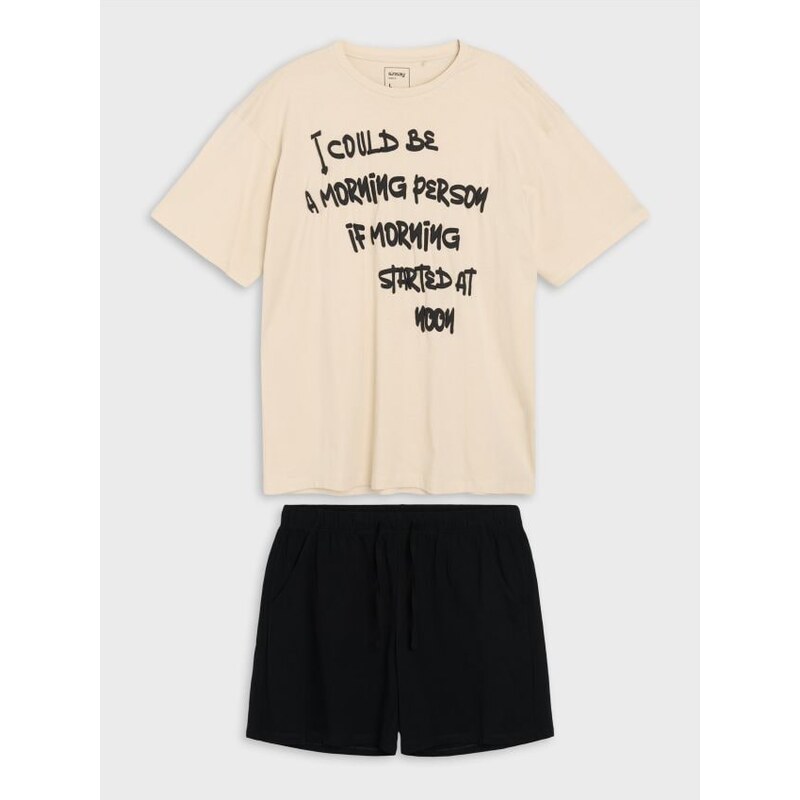 Sinsay - Dvojdielne bavlnené pyžamo s nápisom - viacfarebná 67842281