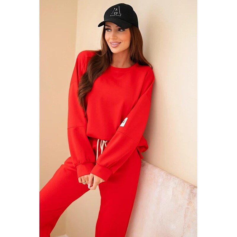 MladaModa Viskózová tepláková súprava model 7065P červená 57467163