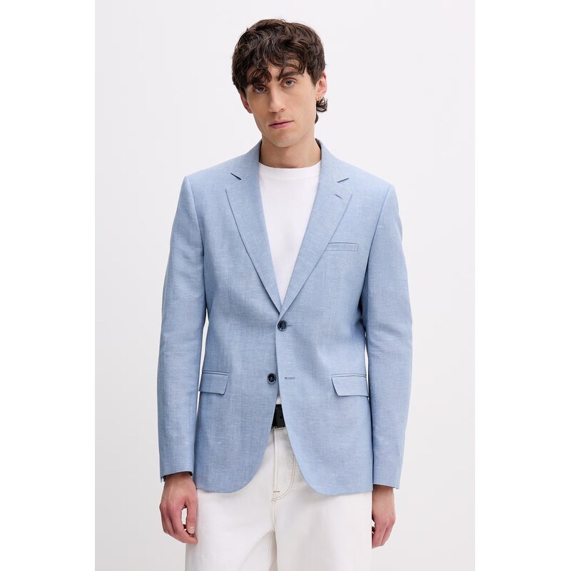 HUGO jednoradové sako pánske s prímesou ľanu Arti253X 67843051
