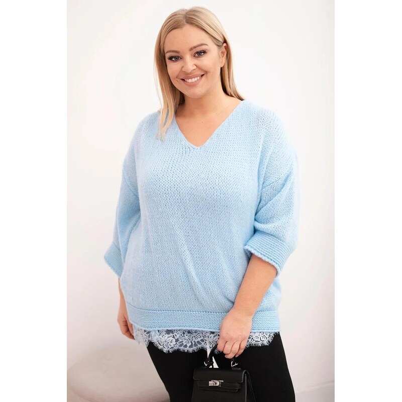 MladaModa Súprava svetra a viskózovej blúzky s čipkovým zakončením 67908185