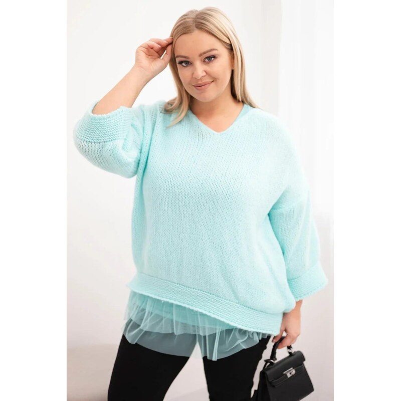 MladaModa Súprava svetra a viskózovej blúzky s čipkovým zakončením 67908186