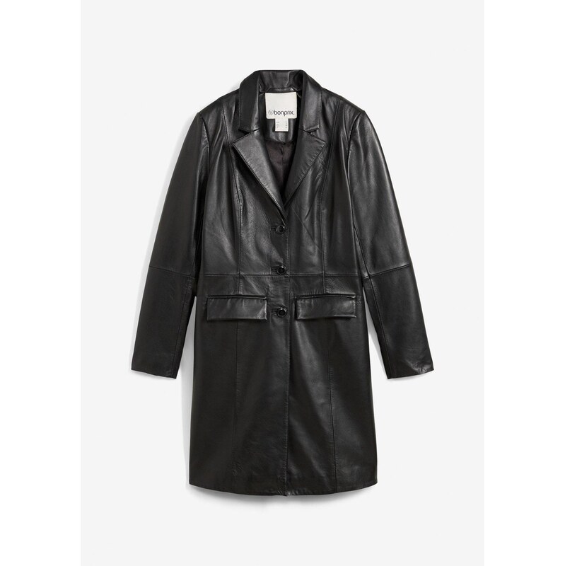 bonprix Krátky blejzer, jahňacia koža nappa, farba čierna 62055286