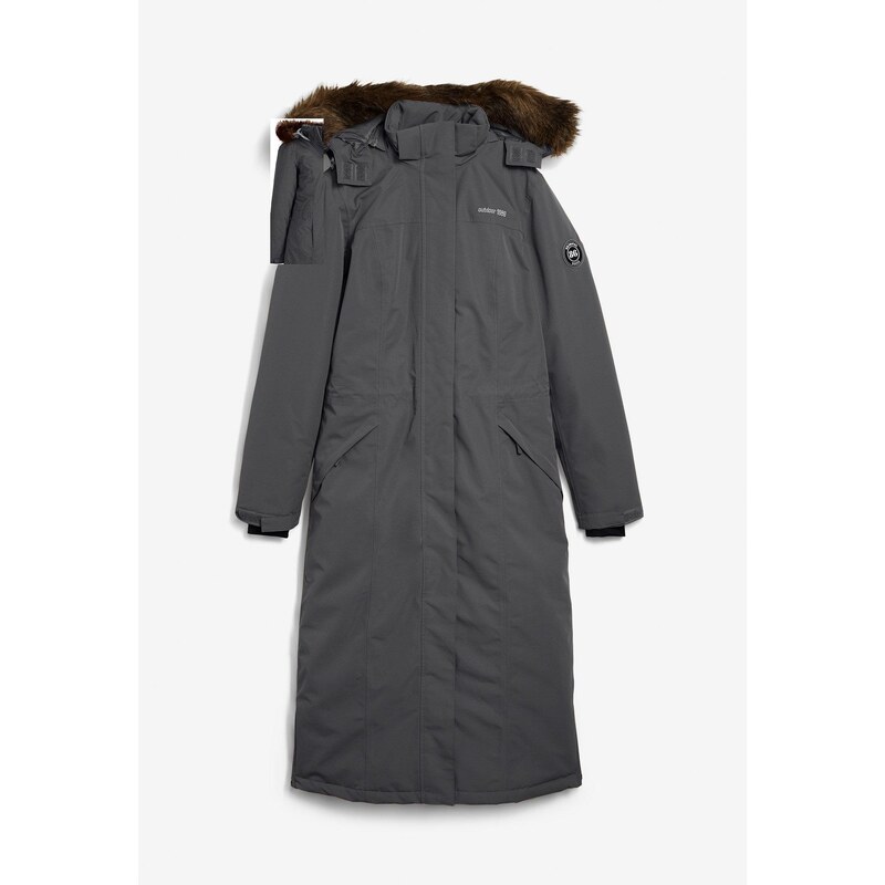 bonprix Outdoorový kabát s kožušinkou, nepremokavý, farba šedá 44732493