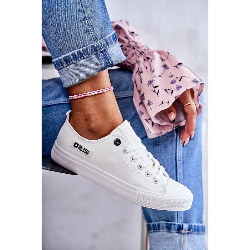 Biele dámske nízke kožené tenisky Big Star 67847029