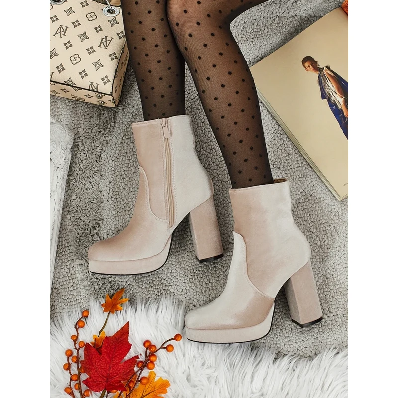 Resti Dámske členkové topánky na podpätku Velour 67848456