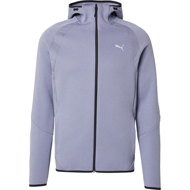 PUMA Športová mikina so zipsom Evostripe modrosivá / biela 67853746