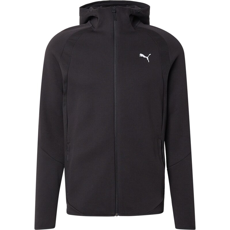 PUMA Športová mikina so zipsom Evostripe čierna / biela 67853747