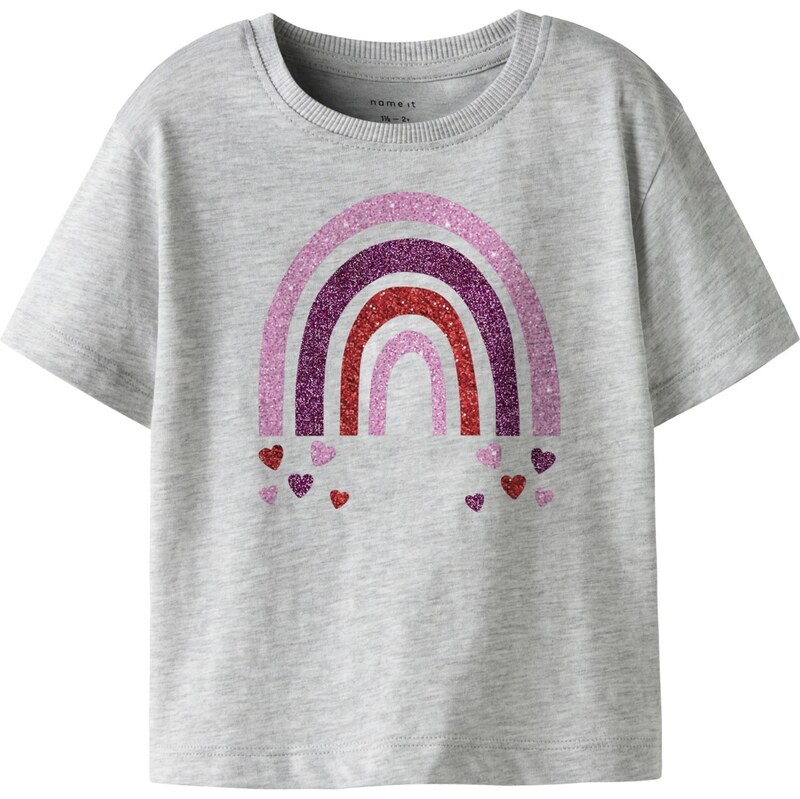 NAME IT Tričko sivá melírovaná / fialová / tmavofialová / karmínovo 67853791