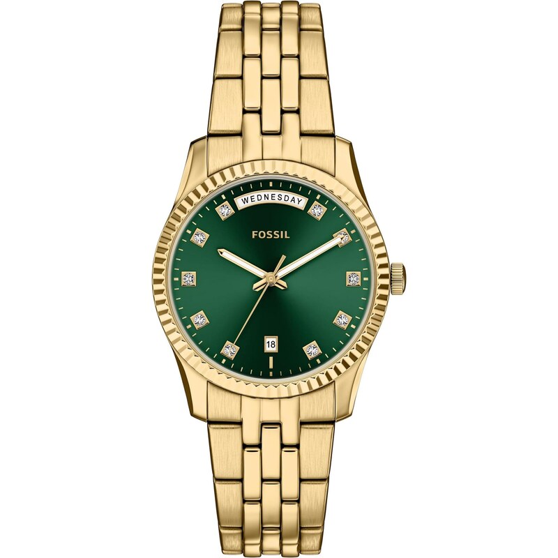 FOSSIL Analógové hodinky SCARLETTE zlatá / smaragdová 67853878