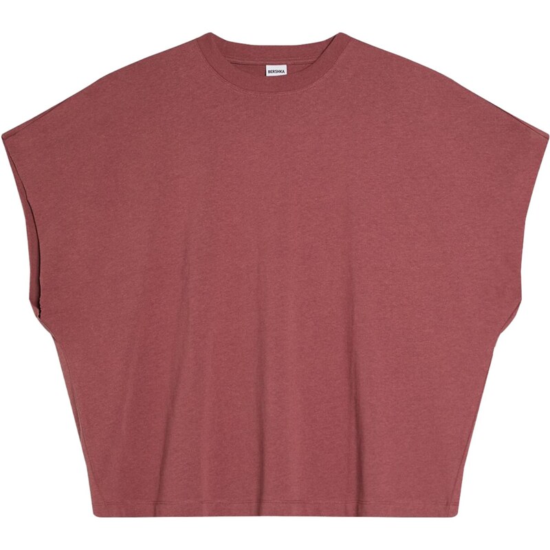 Bershka Tričko burgundská / pastelovo červená 67854012