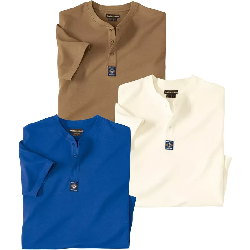 Sada 3 tričiek so zapínaním na gombíky Outdoor Atlas For Men Biela 67850765