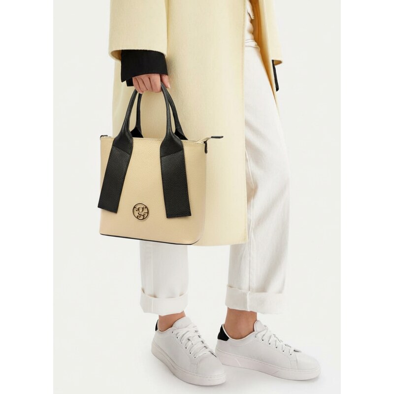 Gregorio Kožená moderná latté / čierna dámska kabelka do ruky 49231833