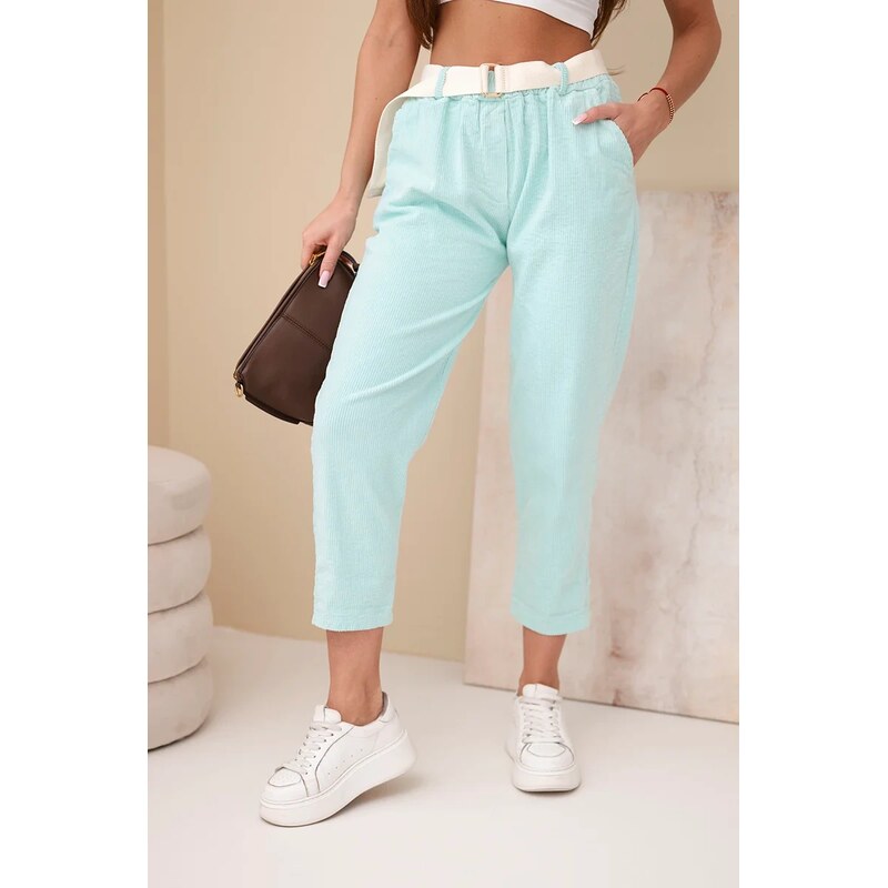 Kesi Włoski Dámske manšestrové nohavice s opaskom 67839885