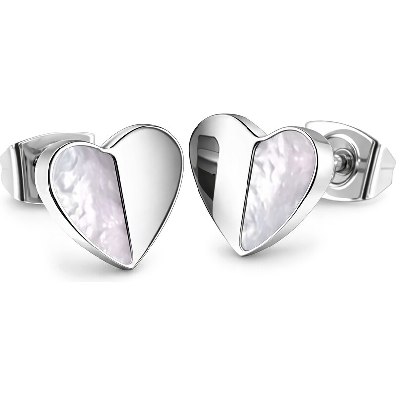 Boccia Titanium Titanové náušnice Srdiečka s perleťou 05054-01 66594520