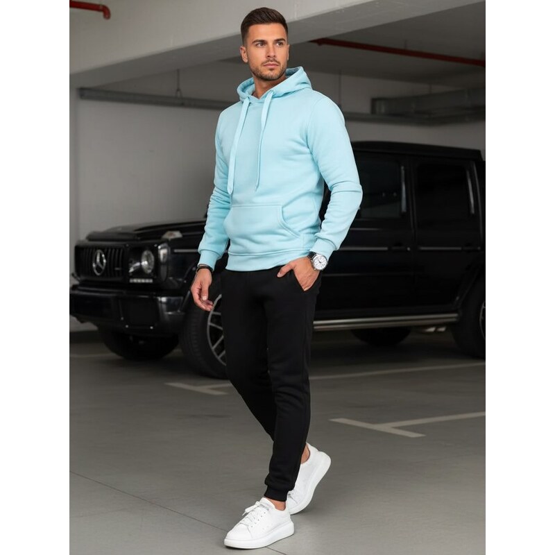 Buďchlap Pohodlná blankytne modro-čierna tepláková súprava 36918243