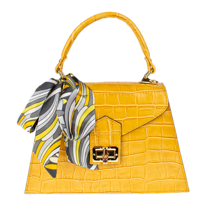 Žltá kožená talianska crossbody kabelka Flavia Cocco Gialla 65651619