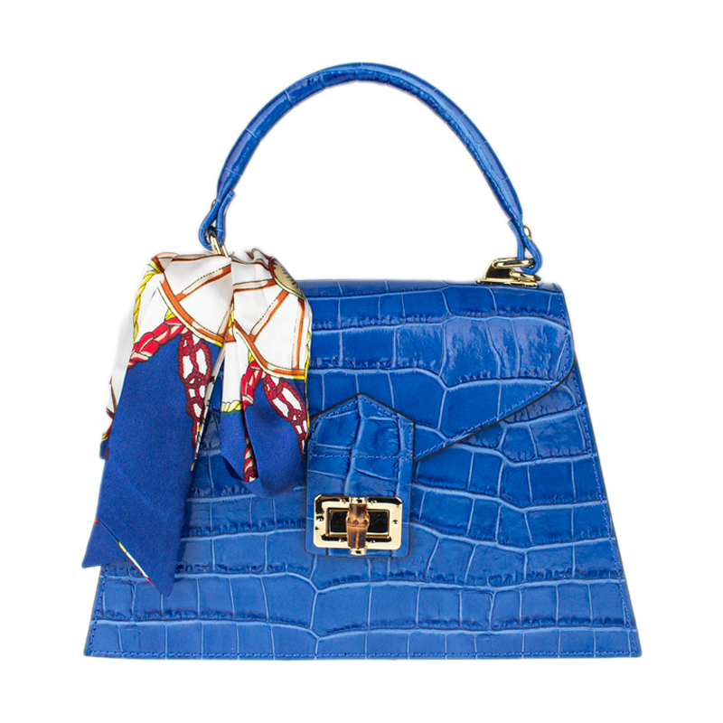 Modrá kožená talianska crossbody kabelka Flavia Cocco Azzura 67857528