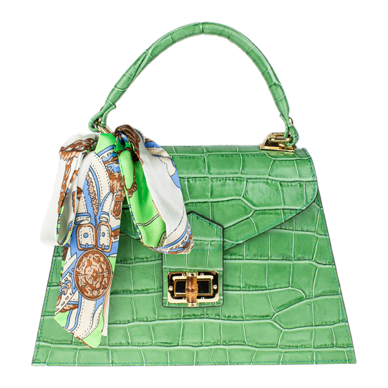 Zelená kožená talianska crossbody kabelka Flavia Cocco Verde Chiara 67857530