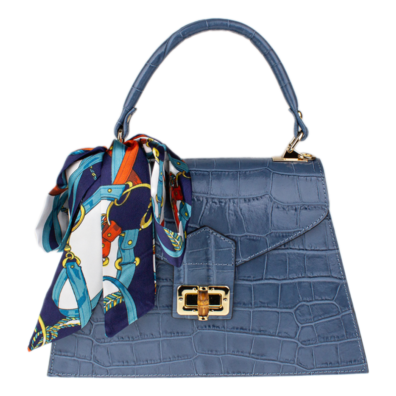 Modrá kožená talianska crossbody kabelka Flavia Cocco Blu Chiara 67857531