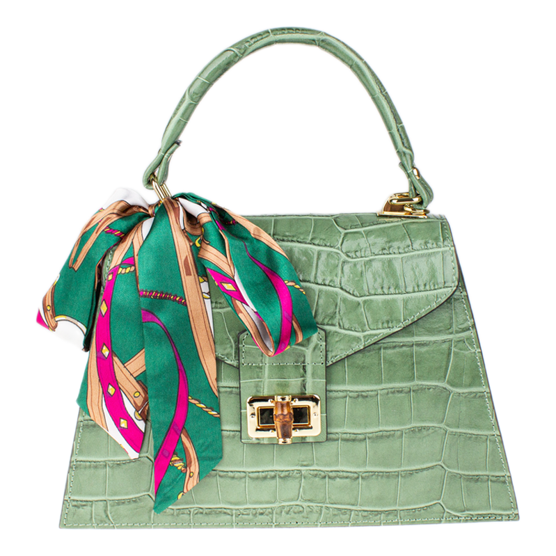 Zelená kožená talianska crossbody kabelka Flavia Cocco Khaki 67857533