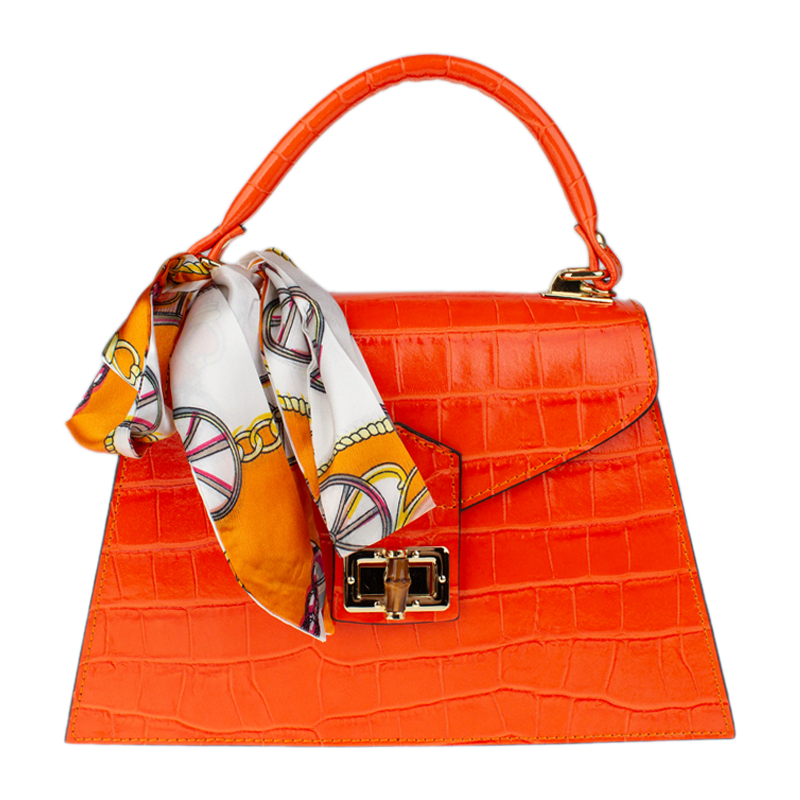 Oranžová kožená talianska crossbody kabelka Flavia Cocco Arancia 67857532