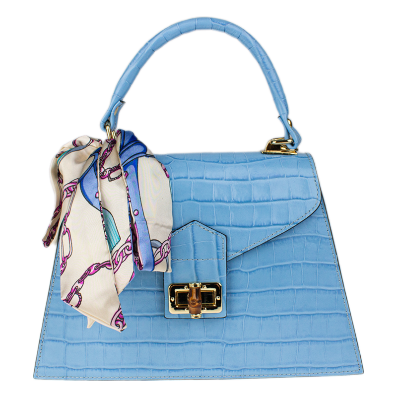 Modrá kožená talianska crossbody kabelka Flavia Cocco Celeste 67857534