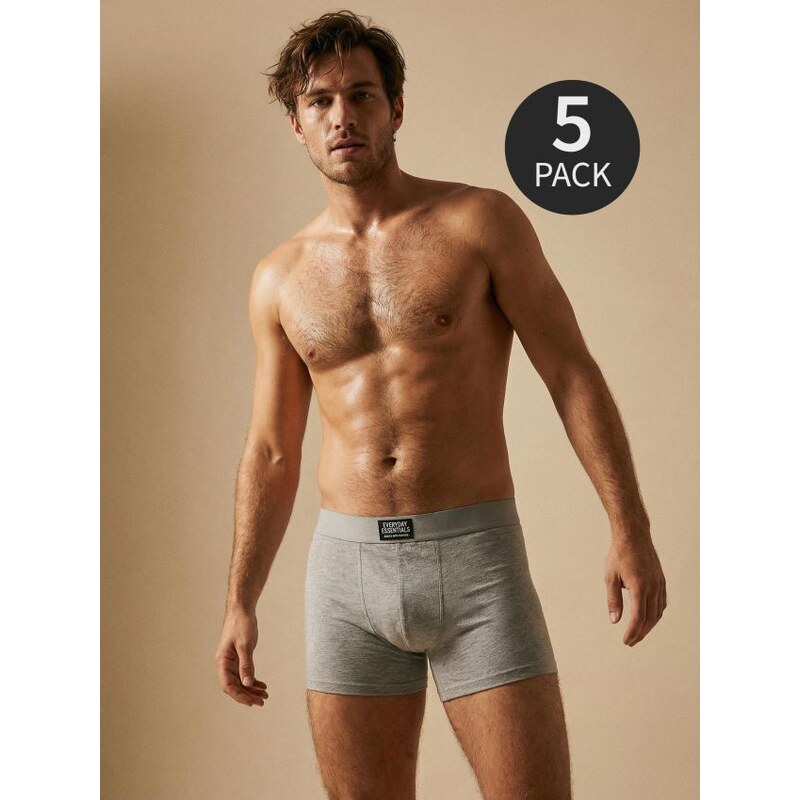Sinsay - Bavlnené boxerky, balenie 5 kusov - svetlošedá 67842397