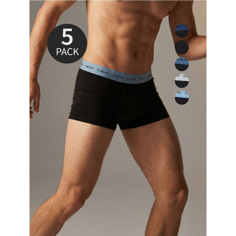 Sinsay - Bavlnené boxerky, balenie 5 kusov - čierna 67419367