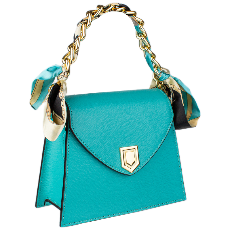 Tyrkysová kožená talianska crossbody kabelka Virginia Turchese 67861745