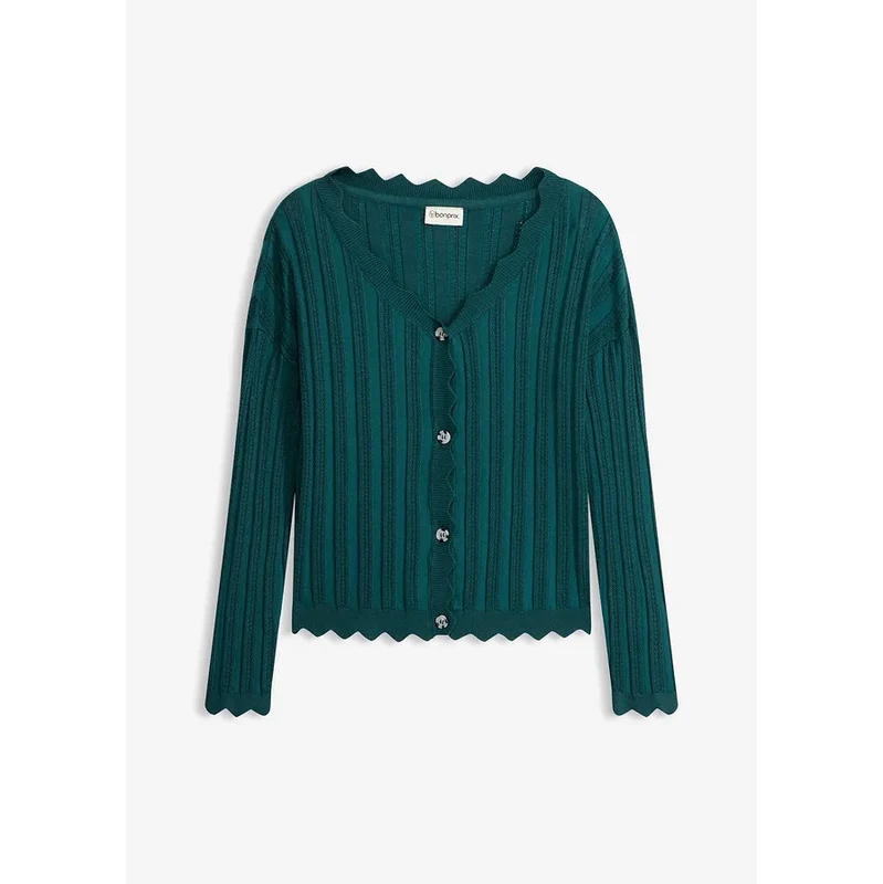 bonprix Krátky pletený ažúrový sveter s udržateľnou viskózou, farba 67863023