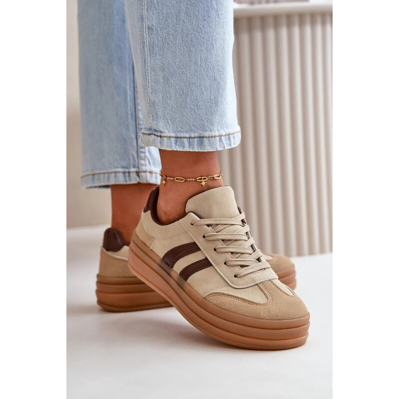 Kesi Hnedé dámske tenisky na platforme Nesonice 67863256