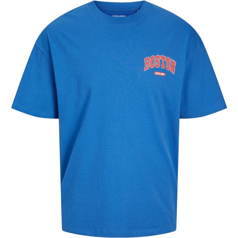 JACK & JONES Tričko Bradley modrá / jasne červená / biela ako vlna 67867112